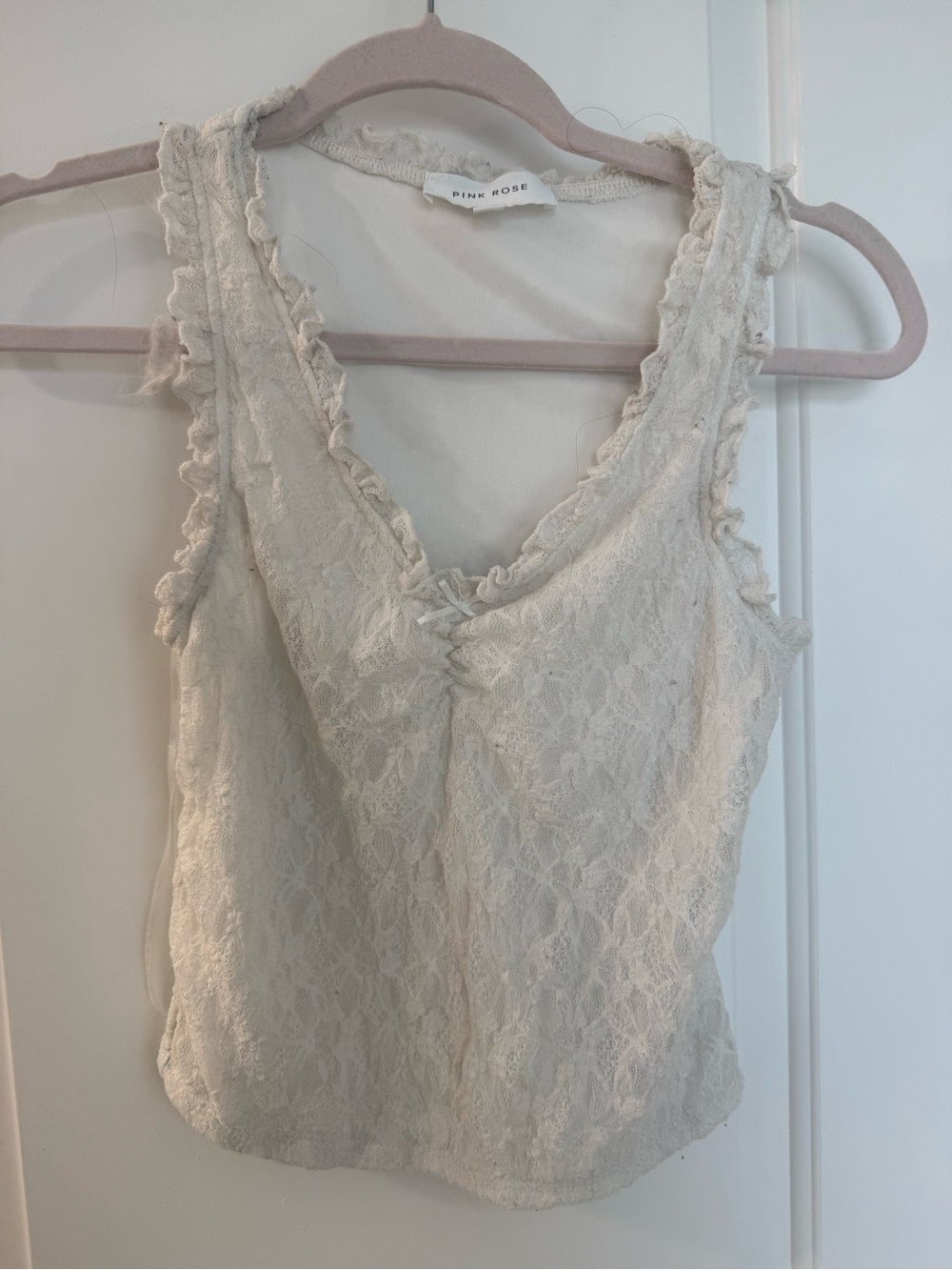 Pink Rose Cream Lace Camisole Tank